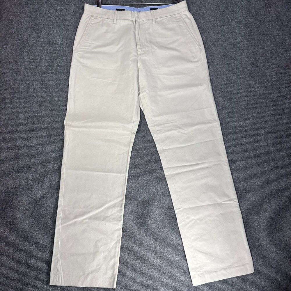 J Crew Pants Mens 34 Bedford Dress Pant Beige Cotton Flat Front Pockets Straight